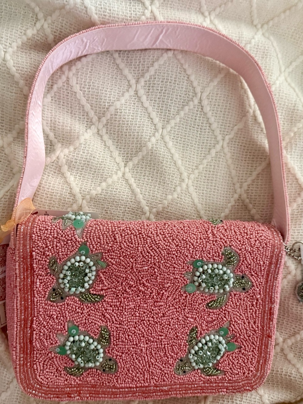 Pink Turtle Beaded Bag NWT - Picture 2 of 5